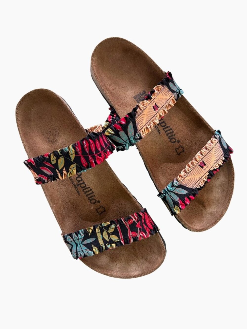 Birkenstock Women's Sz 39 Papillio Curacao III floral frill sandals